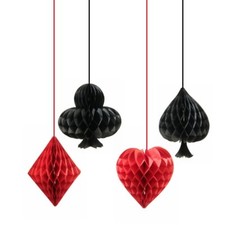 Lot de 4 Boules en Nid d'abeille Papier Casino Las Vegas Rouge et Noir Décora...