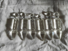 6 Pampilles en Cristal taillé Facettes trapézoïdale  pour Lustre .H 8cm Totale