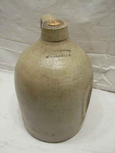 Antique stoneware jug signed - antique,