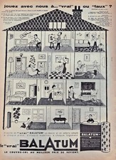 PUBLICITÉ DE PRESSE 1958 LE VRAI BALATUM LE COUVRE-SOL AU MEILLEUR PRIX 