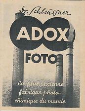Publicité ancienne Adox foto plus ancienne fabrique photo 1943 issue magazine