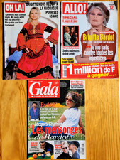 BRIGITTE BARDOT LOT 3 MAGAZINES : GALA, ALLO ! ET OH LA ! ANNEES 90 COUVERTURES