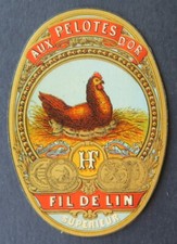  Ancienne étiquette 1870 FIL LIN AUX PELOTES D'OR label 6