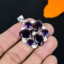 Pendentif En Argent Sterling 925 Fait Main En Pierre Précieuse Améthyste 1,58"
