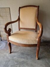 Fauteuil en acajou et placage d'acajou d'époque Restauration Empire XIXe