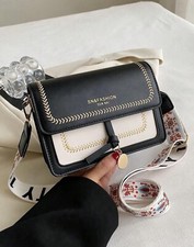 Sac Simili Cuir A Bandoulière Noir Et Blanc Vintage Magnétique Sac Femme