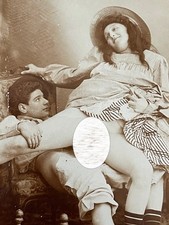 Curiosa grande photo originale scène érotique tirage albuminé 1900 Belle Epoque