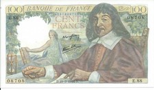 BILLET 100 FRANCS DESCARTES