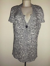 CHAUD GILET FEMME C&A GROSSE MAILLE BLEU PETROLE ET BLANC T:42/44