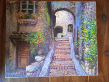 PEINTURE A L HUILE SUR TOILE 8 FIG / 46par38 / GERARD LESAGE /  VIEILLE RUE