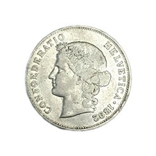 Suisse 5 Francs 1892 Tête D'Helvetia Argent