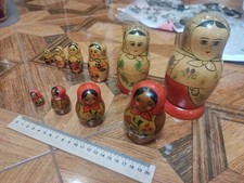 2 anciens ensembles de poupées russes matriochka en bois nid art populaire