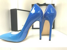 37 sky high heel 13cm Sexy blue blau Leather pumps high heels