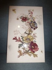 ANCIEN GRAND CARREAU  FAIENCE FLORAL SIGNE MART? SARREGUEMINE? LUNEVILLE?