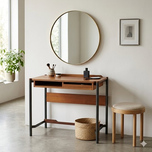 Coiffeuse vintage plaquée - coiffeuse, en