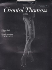 Collant slipé CHANTAL THOMASS VOLUTE Gris/Noir. Taille 3. French cut tights.