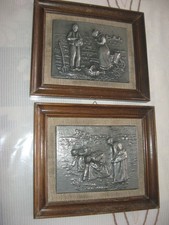 2 tableaux en étain