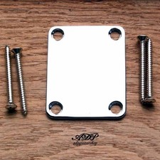 Plaque Fixation Manche (Neck Plate) style Fender + 4 vis chrome