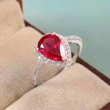 Bague Rubis, Poire Coupe