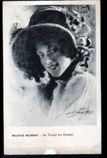 ART PORTRAIT de FEMME & Chapeau / AU TEMPS DES CERISES par Maurice NEUMONT 1909