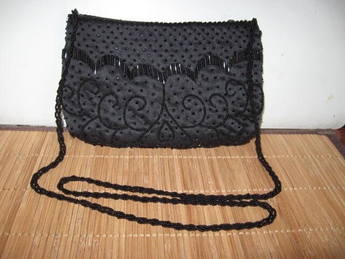 Pochette noire soirée perlée - pochette,