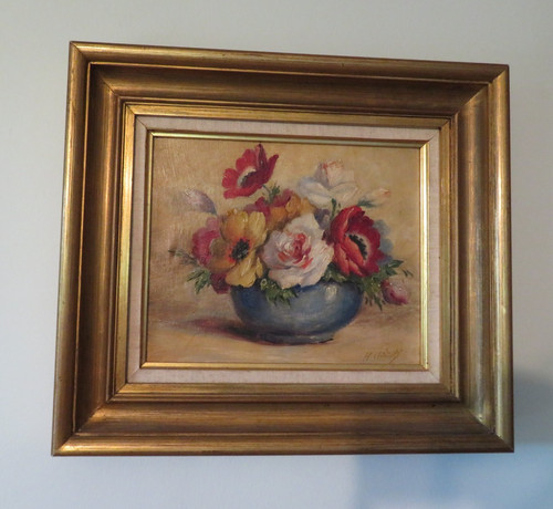 Ancien tableau bouquet - ancien,