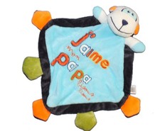 Doudou plat Singe Bleu orange