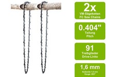 2 Chaînes à gouge carrée adaptable pour Stihl Contra | 75cm 0.404 91M 1,6mm