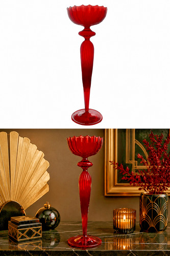 Bougeoir verre soufflé rouge - bougeoir,