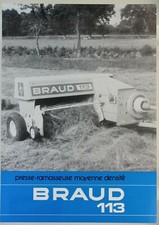 prospectus brochure presse ramasseuse BRAUD 113 tracteur tractor traktor combine