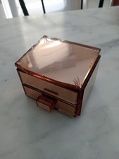 boîte à bijoux Verre Rose Vintage Ancien