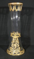 Vase en verre et bronze doré