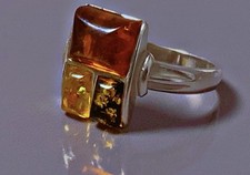 Ancienne bague argent ambre bijou bague argent massif silver amber ring T54