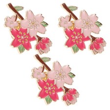  3 Pcs Cerise Fleux Bijoux Pins Sac Dos Broches Élégantes Pour Les Femmes