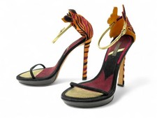 RARE CHAUSSURES LOUIS VUITTON ZEBRE PATCHWORK DE LEZARD PERLES ET SATIN 39 1100€