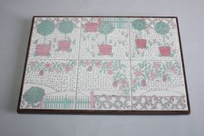 Dessous de plat en faïence de Gien décor Jardin Marie Pierre Boitard, 33.5x22.5