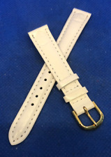 BRACELET de MONTRE CUIR Blanc 14mm WATCH STRAP Genuine Leather  NOS Band White