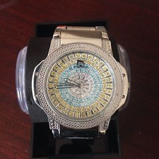 NEW Techno Master TM-2116 Watch Men's 1/4 CTS Yellow White Blue Stone