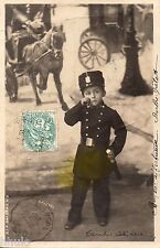BL045 Carte Photo vintage card RPPC Enfant costume policier gendarme déguisement