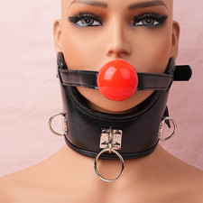 Collier Avec Bâillon Bouche Boule Gag Rouge Femmes Bondage Fétichisme SM Esclave
