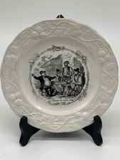 Assiette Parlante Ancienne de la Faïencerie Mouzin - Thème de la Chasse