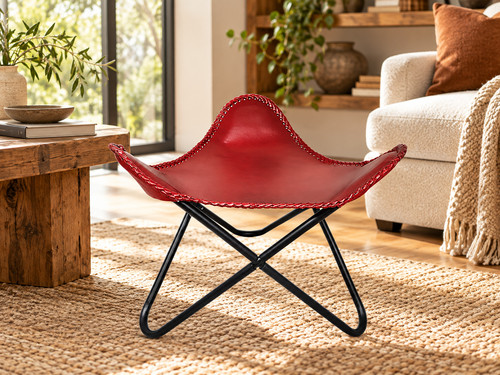 Red leather butterfly - leather,