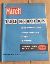 TRES RARE Paris Match table des matières personnages photo 1949 1955 N°1 à 351