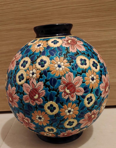 Vase boule emaux longwy - vase,