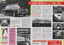 1963 DOCUMENT (ref CG  40)  AUTO LA SIMCA 1500 2 pages
