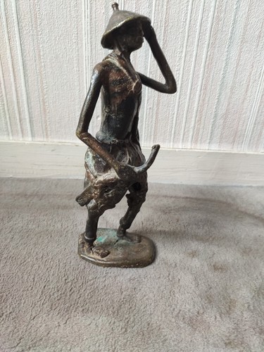 Statue bronze art africain - en,