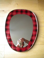 design 1960 70 rare authentique miroir asymétrique pop impression bord écossais