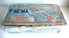 ANCIEN JOUET  "F-AL-MA"   AVION VOLANT DÉMONTABLE  MÉTAL ET TISSUS Lg 31 x 53