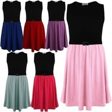 Robe Patineuse Fille Contrastée Été Fête Mode 5-13 Ans