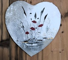 Peinture Tableau Abstrait - Coeur - Coquelicot - Picardie - Original -signé 